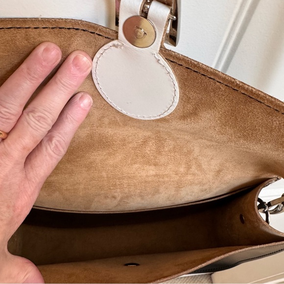 Brit-Stitch Black & White Leather Full Pint Satchel Messenger Bag. 12”x9.5”x3.5” - Picture 8 of 8